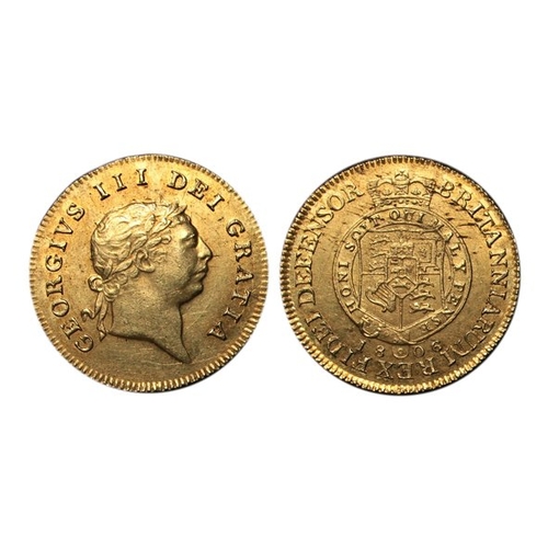 616 - 1806 half guinea, about as-struck with an attractive light orange tone. S3737.