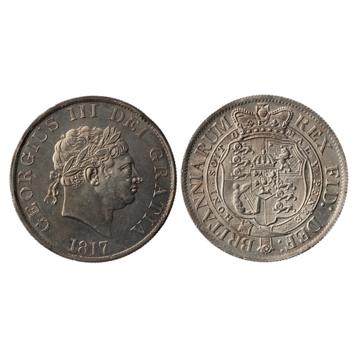 628 - 1817 halfcrown, small head, UNC with a hint of tone. S3789.