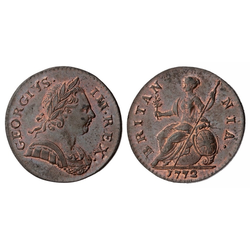 652 - 1770 halfpenny, superb UNC with beautiful prooflike surfaces & peripheral lustre, S3774.