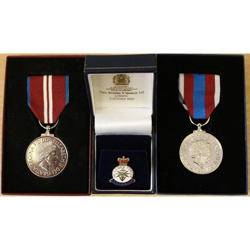 66 - Queen's Platinum Jubilee Medal & Queen's Diamond Jubilee Medal, also an Armed Forces Veterans badge,... 