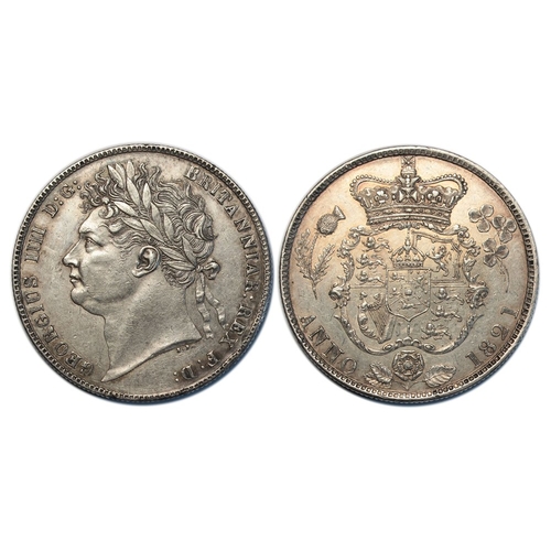 684 - 1821 halfcrown, about EF/GEF, obverse EK at 5 o'clock. S3807.