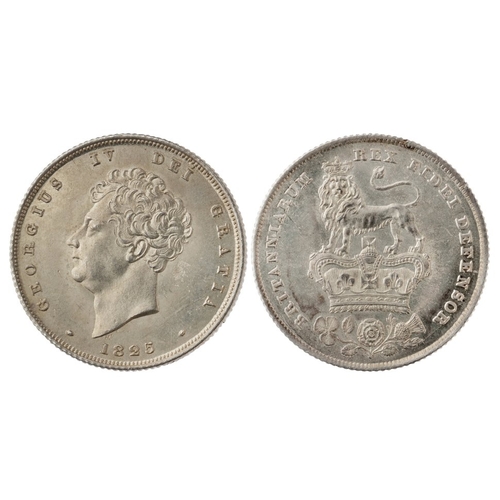 690 - 1825 shilling, bare head, superb Mint state with iridescent lustre and just the lightest tone. S3812... 