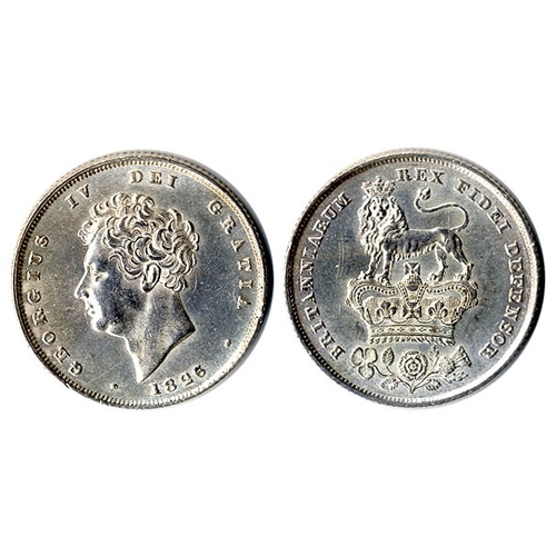 694 - 1826 shilling, UNC with good lustre and sharp hair detail. S3812.