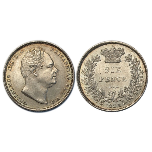 716 - 1831 sixpence, choice uncirculated with beautiful old toning. A superb example, rare as such. S3836.