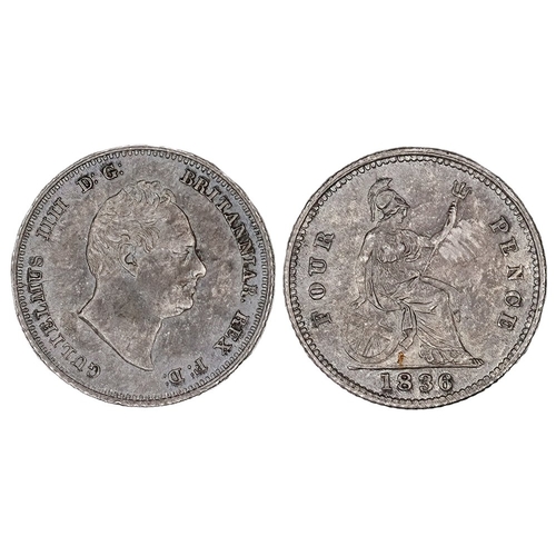 719 - 1836 groat, reverse seated Britannia, UNC with choice antique cabinet tone. S3837.