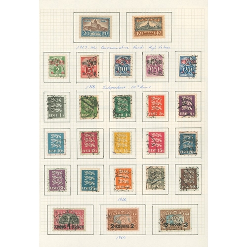 126 - BALTICS 1918-39 M & U collection in a spring back album incl. Estonia: 1918 Eesti Post diagonal ovpt... 