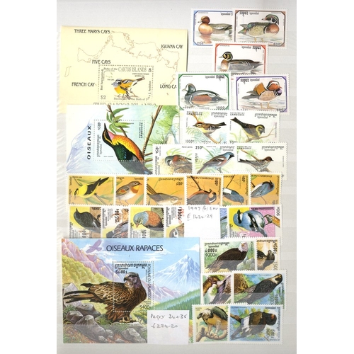 146 - BIRDS extensive collection housed in four large stockbooks A-Z ranges of stamps & miniature sheets a... 