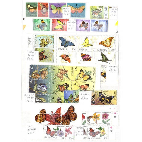 147 - BUTTERFLIES & MOTHS majority UM collection housed in three stockbooks mainly tagged with date & SG n... 