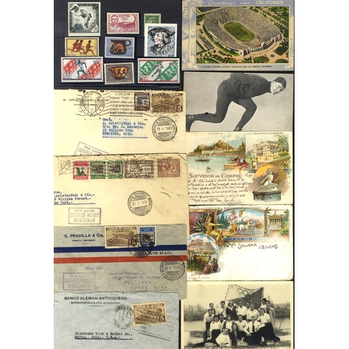 158 - SPORT/OLYMPICS 1900-30's varied accumulation of stamps, postcards, photos & covers, all on a sportin... 