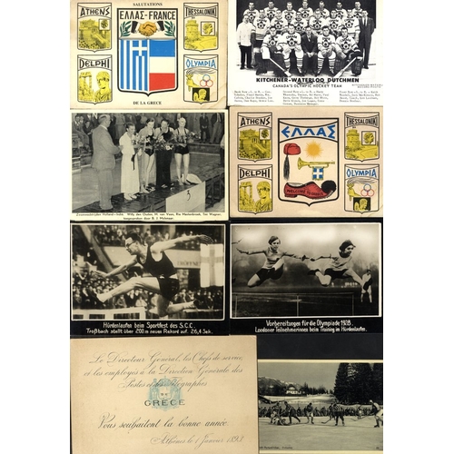 158 - SPORT/OLYMPICS 1900-30's varied accumulation of stamps, postcards, photos & covers, all on a sportin... 