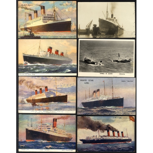 190 - SHIPPING modern album of cards (120) incl. Cunard, White Star, wrecks etc. Mixed condition.