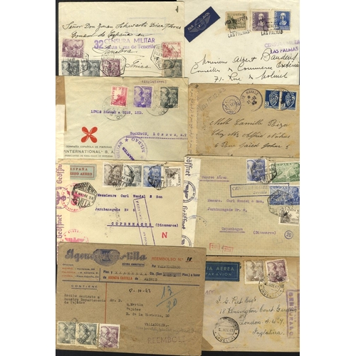 204 - WWII covers/postcards & items of postal stationery. Mostly Spain with commercial mail and airmail sh... 