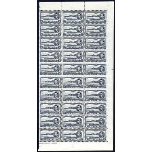 233 - 1940 P.13½ 3d black & grey half sheet of thirty (right vertical side) UM, SG.42a, Cat. £600+