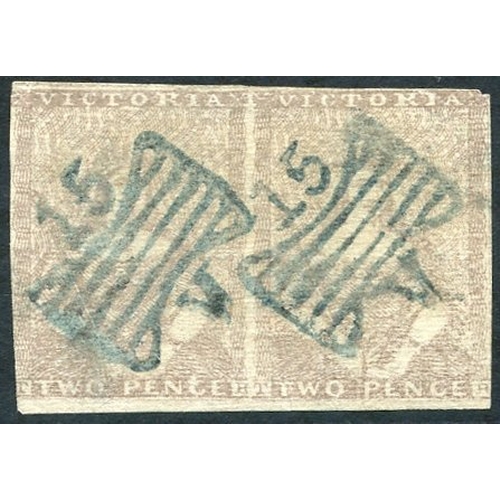 240 - 2d lilac pair [29-30], touching to large margins showing narrow sheet margin at foot, both clearly c... 