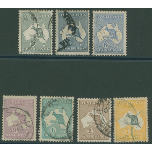 252 - 1915 Roos 2d to 5s Wmk Large Crown set, good U, SG.24/30. (7) Cat. £650