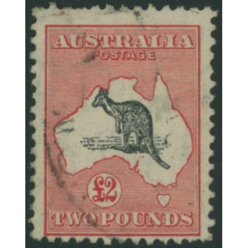 263 - 1931-36 Wmk C of A £2 black & rose, centred low, couple of short perfs at top, FU, SG.138. (1) Cat. ... 