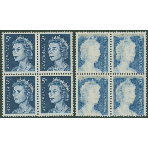 270 - 1966-73 5c deep blue with full offset on reverse, UM block of four, BW.444c, SG.386c var.