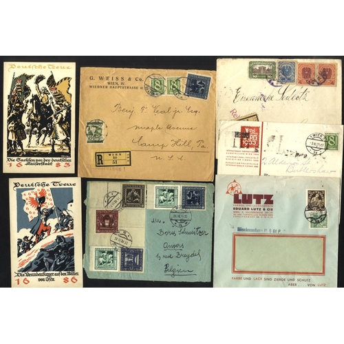 273 - c1918-35 variety of frankings on covers/cards, stationery etc. with Kaiser Karl issues (21), 1920's-... 