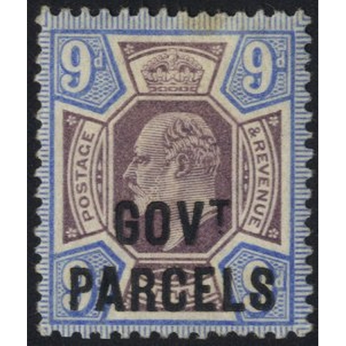 1197 - GOVT PARCELS 1902 9d dull purple & ultramarine, fine M (faint tone spot on upper perf), SG.O77. (1) ... 