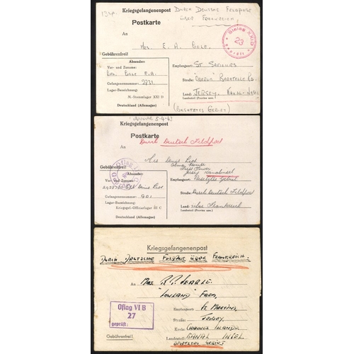 1202 - WWII Red Cross message forms (2) from Jersey or Guernsey to Canada or UK; pair of incoming internee ... 