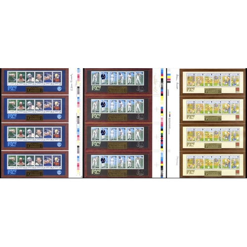 1205 - ALDERNEY 1997 Cricket, 1998 Diving Club & 2001 Golf Club Press sheets of each, signed by the designe... 