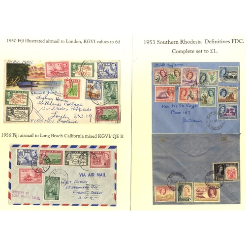 137 - BRITISH COMMONWEALTH KGVI-QEII defins used on covers, all multi franked incl. airmails, registered, ... 