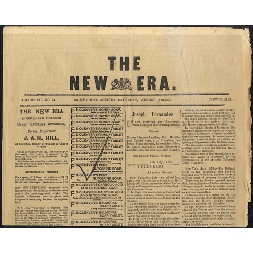 143 - BRITISH WEST INDIES interesting range incl. Antigua 1877 'The New Era' newspaper (some splitting), B... 