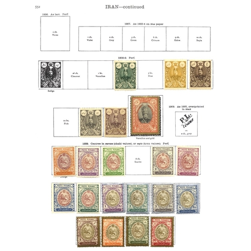 193 - IRAN 1881-1930 with 1894 to 50kr, ranges of 1902-03 o/pt and h/stamped issues, 1908 50kr, 1909 to 30... 