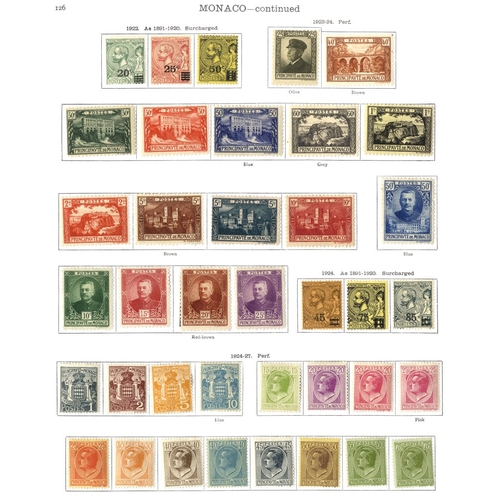 209 - MONACO 1885-1935 with 1885 to 75c and 1891 to 5f, 1933 to 20f (19 vals, excl.1fr) etc. Attractive an... 