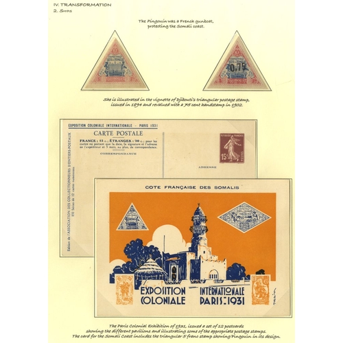 247 - PENGUINS DJIBOUTI fine page written up with 5f triangular (SG.103) showing the Pingouin (French gunb... 