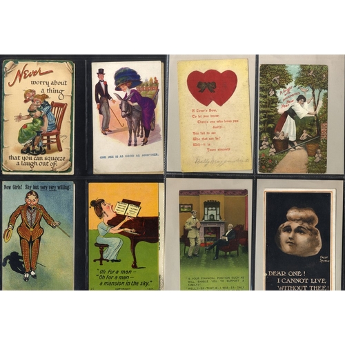 256 - COMIC album of cards incl. Donald McGill, Tom Browne, Bamforth etc. (260+)