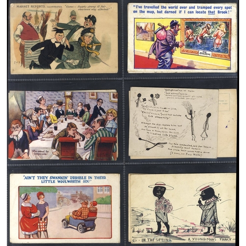 257 - COMIC album of cards incl. Donald McGill, Ellam, Bamforth etc. (192)