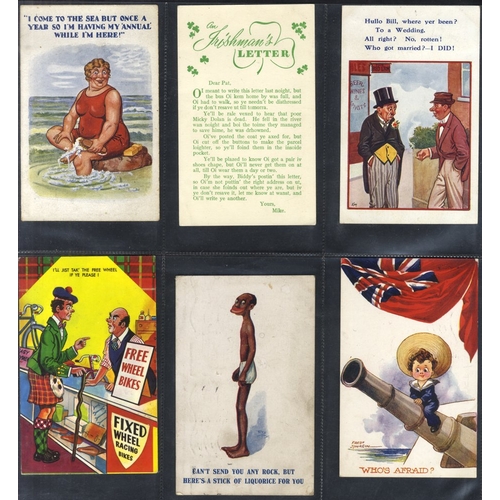 257 - COMIC album of cards incl. Donald McGill, Ellam, Bamforth etc. (192)