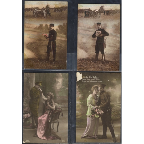 263 - WORLD WAR I album of cards incl. silk handkerchiefs, good social history from the front to Miss Rowe... 