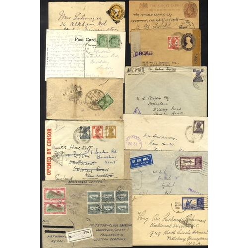 270 - INDIA, BURMA & NEPAL 19th/20thC QV, KEVII postal stationery & covers, PPC's, KGV airmail covers, WWI... 