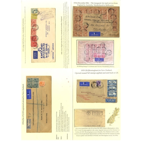 300 - FIRST FLIGHT COVERS 1931-35 group of eight flown covers neatly written up on leaves, 1931 Apr 2nd ex... 