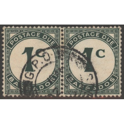 313 - 1950-53 postage due 1c green with 'Wmk St. Edwards Crown' variety, VFU horizontal pair, SG.D4ac. (2)... 