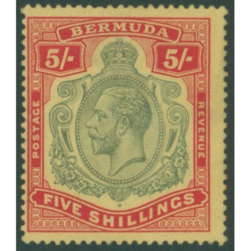 323 - 1918-22 MCCA 5s deep green & deep red showing the 'nick in top right scroll' variety, M - centred to... 