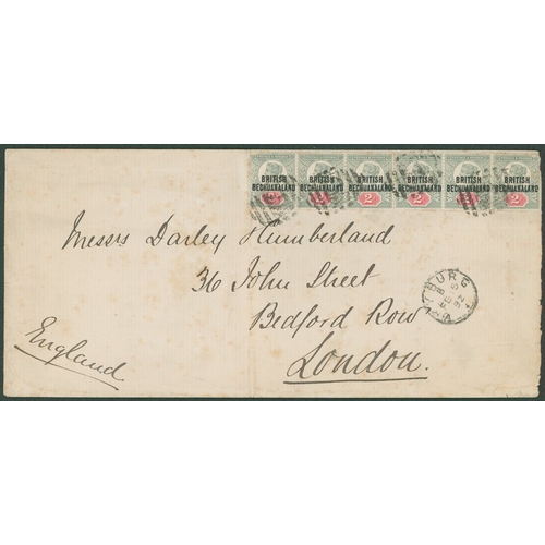 328 - 1892 (15 Feb) triple rate envelope (224 x 103mm; folded) to London, bearing 1891 2d strips of three ... 