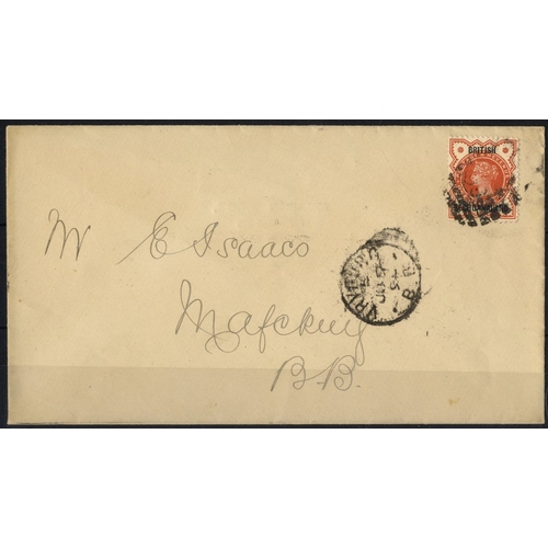 331 - 1894 (7 Jun) Isaacs unsealed envelope to Mafeking, bearing 1888 ½d, tied by poor '555' barred numera... 