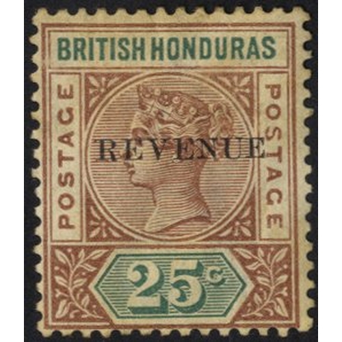 335 - 1899 25c optd REVENUE showing 'repaired S at right' variety, part o.g, SG.68c. (1) Cat. £750