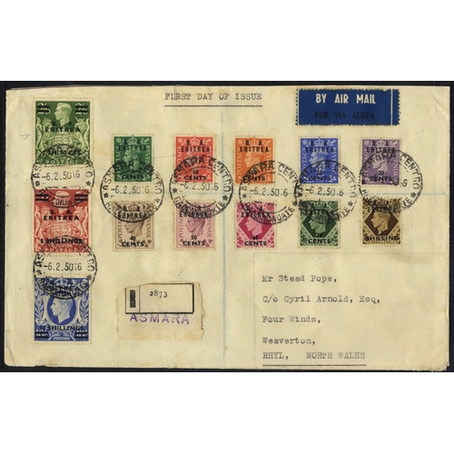 339 - ERITREA 1950 KGVI set (SG.E13/E25) together on registered 'ASMARA' cover to Rhyl posted on the first... 