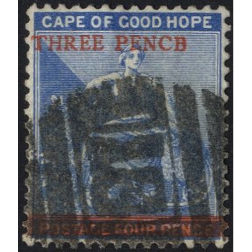 358 - 1879 3d on 4d blue showing the 'PENCB for PENCE' variety, good U, SG.34a, Cat. £250 (1)