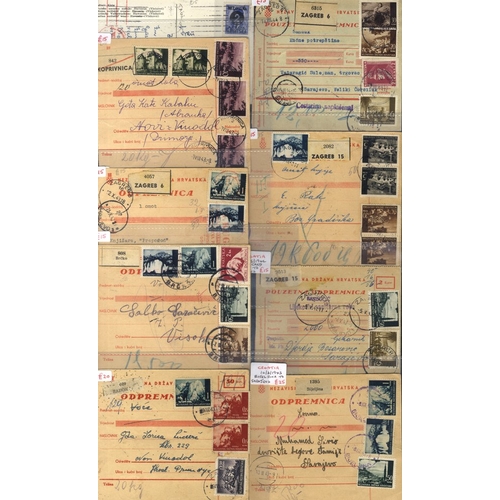 370 - 1940's parcel cards (23) with a good variety of stamps; German censorship (3) incl. stationery card,... 