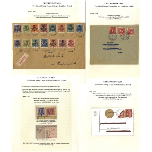 383 - Postal history - written up display collection covering Austrian stamps & cards used in Czechoslovak... 