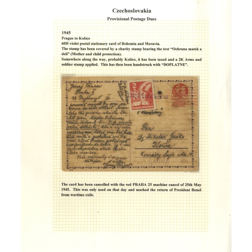 383 - Postal history - written up display collection covering Austrian stamps & cards used in Czechoslovak... 