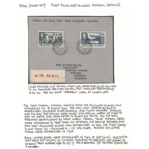 407 - 1944 first airmail service to UK cover franked KGVI 1s + 2/6d defins, endorsed 'FIRST AIR MAIL POST ... 