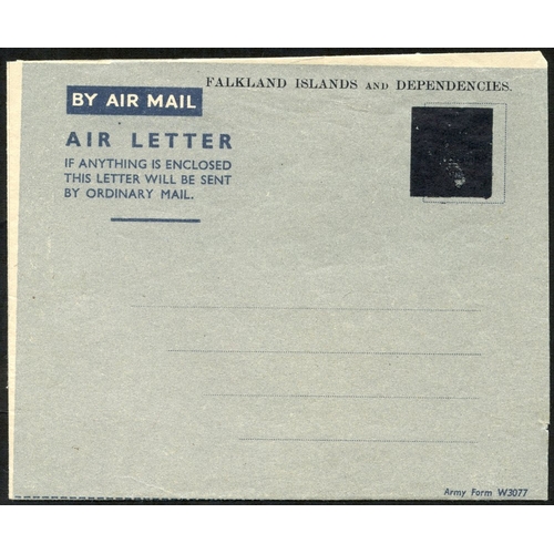 408 - 1945-47 Aerogramme Army Form W3077 with 'Falkland Islands and Dependencies' large imprint. An unused... 