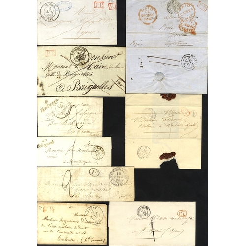 418 - POSTAL HISTORY 1838-64 collection written up in protectors (47 covers/entries) mainly pre-stamp show... 