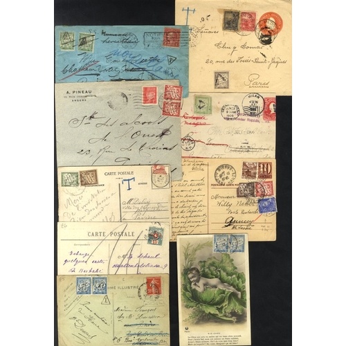 422 - 'Banderole' postage dues on cover c1886-1940's with a wide range of values & charges represented, st... 